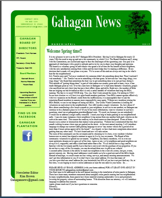 Mar April 2017 Newsletter